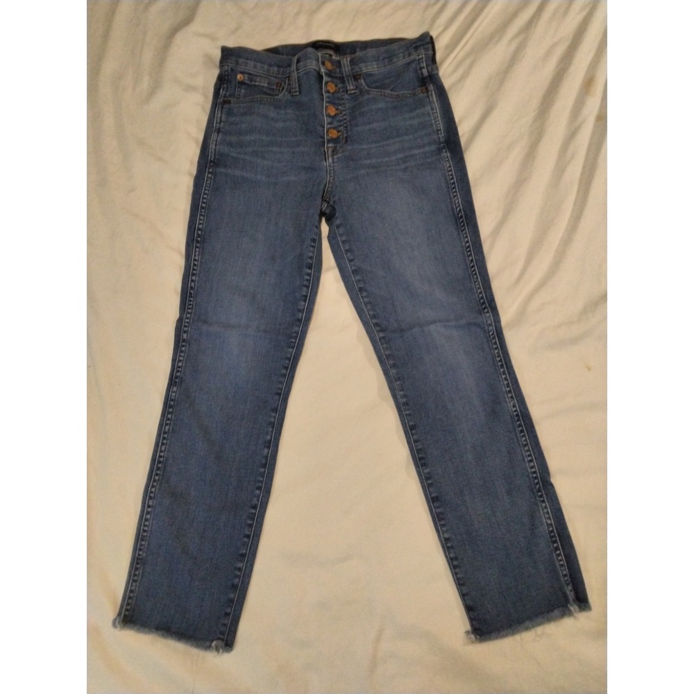 J Crew Jeans Ladies 27 Button Fly Vintage Straight Raw Hem Distressed